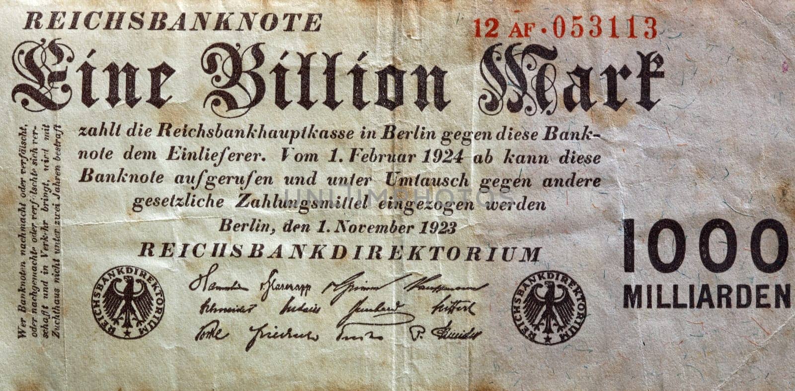 Historical German banknotes