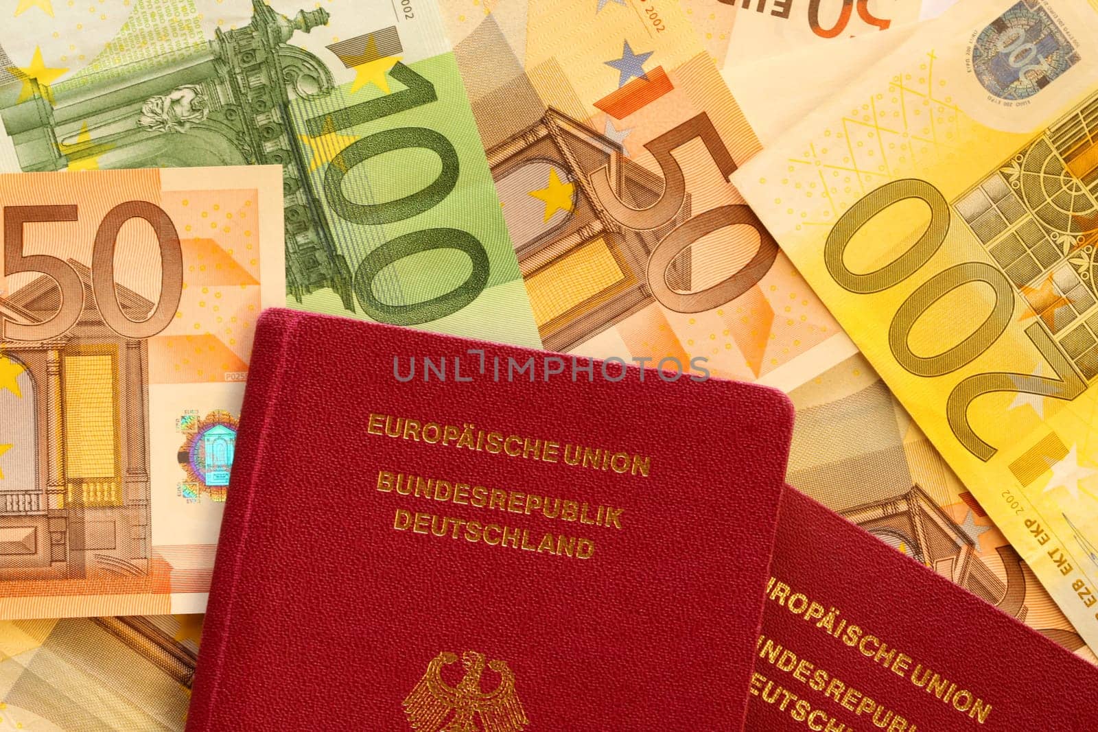 Euro Banknotes and Passport