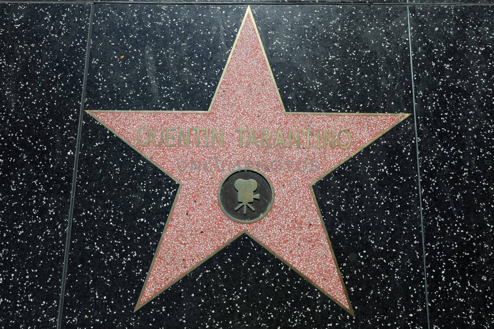 Quentin Tarantino on Star on Hollywood Walk of Fame. Los Angeles. California