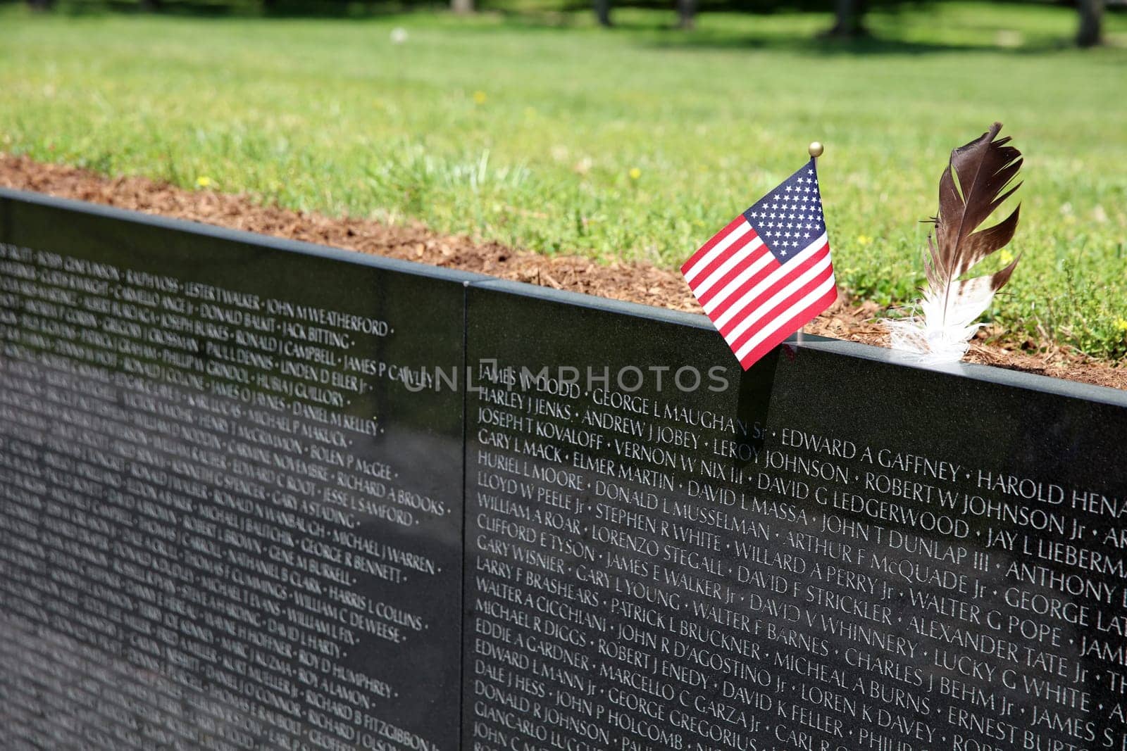 Marble Wall in the Vietnam Veterans Memorial in Washington DC. USA