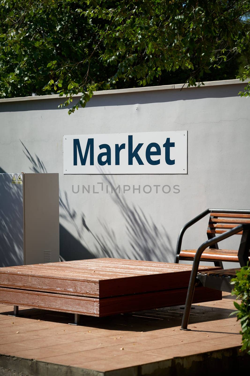 Sign for a supermarket supplying holidaymakers in a resort near Krk in Croatia