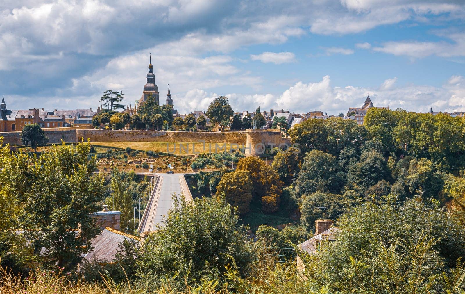 Dinan city, view from the other side of the viaduct, Brittany, France