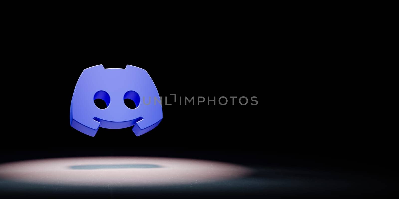 Discord Logo 3D Symbol Shape Spotlighted on Black Background with Copy Space 3D Illustration