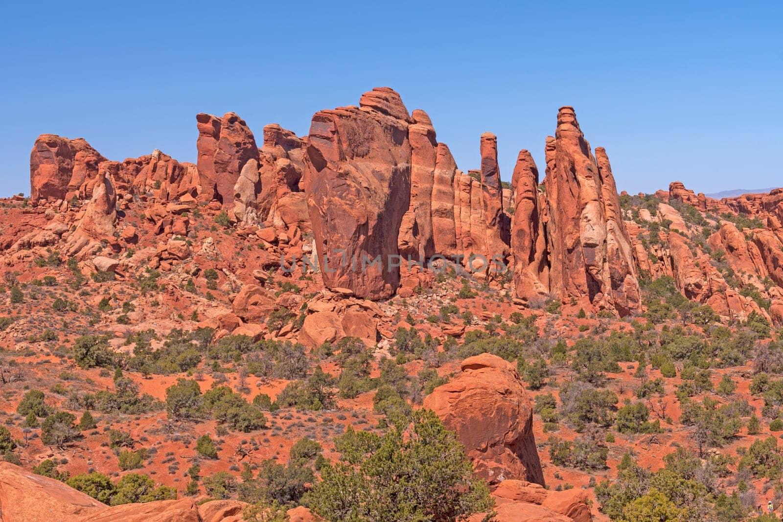 Rocky Slabs in a Sandstone Desert in Arches National Park in Utah