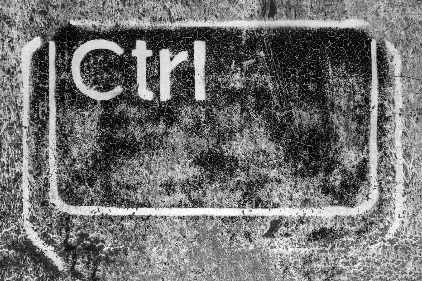 Ctrl key grungy graffiti. Ideal for creative backgrounds computer-based concepts. IT piracy. Deep and dark web. Hackers.