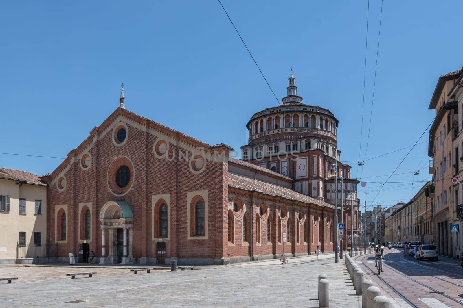 Santa maria delle grazie church impressive architectural work of Milan. Milan ITALY - June 22, 2020.
