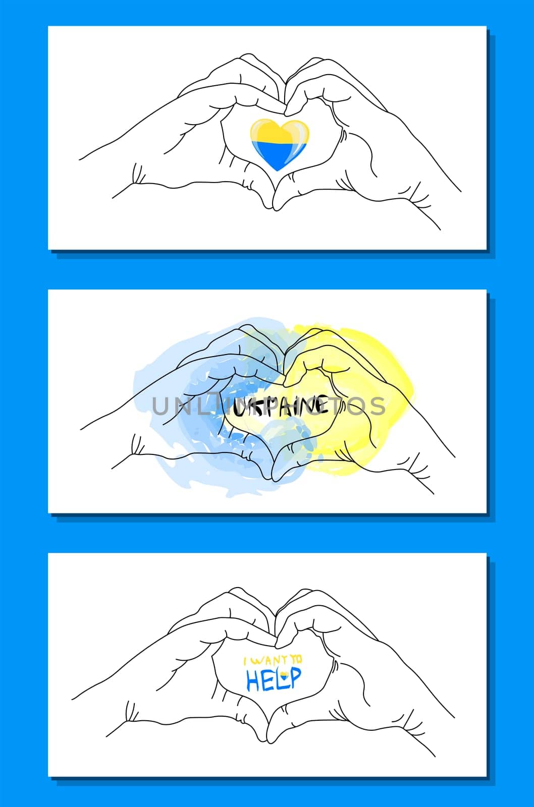 Stay with Ukraine. Vector stickers in support of Ukraine. yellow-blue heart, t-shirt print. the concept of stop the war