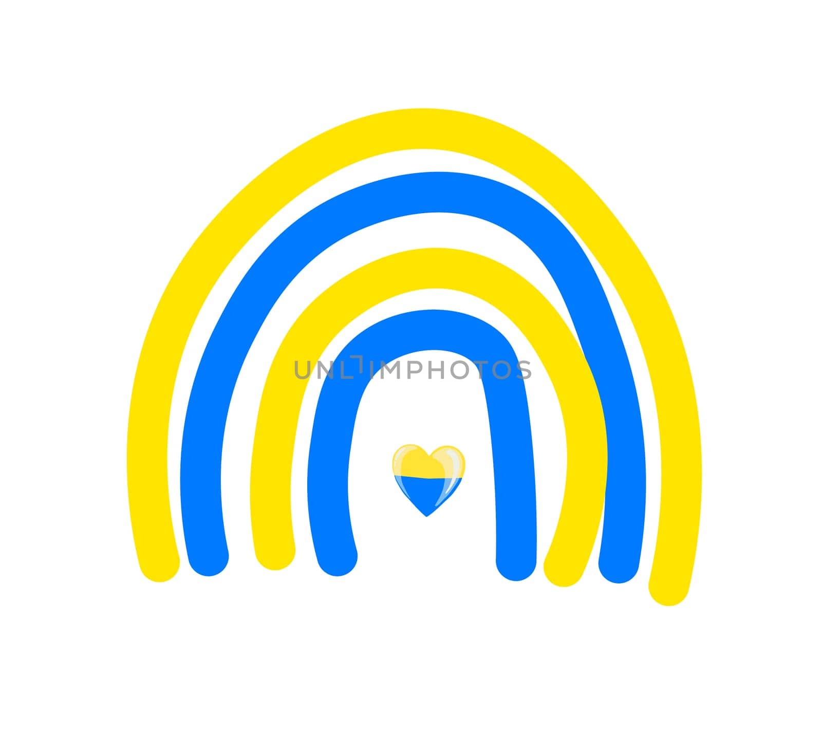 Rainbow in the national colors of Ukraine. Vector illustration in support of Ukraine. yellow-blue rainbow, t-shirt print. stop the war concept