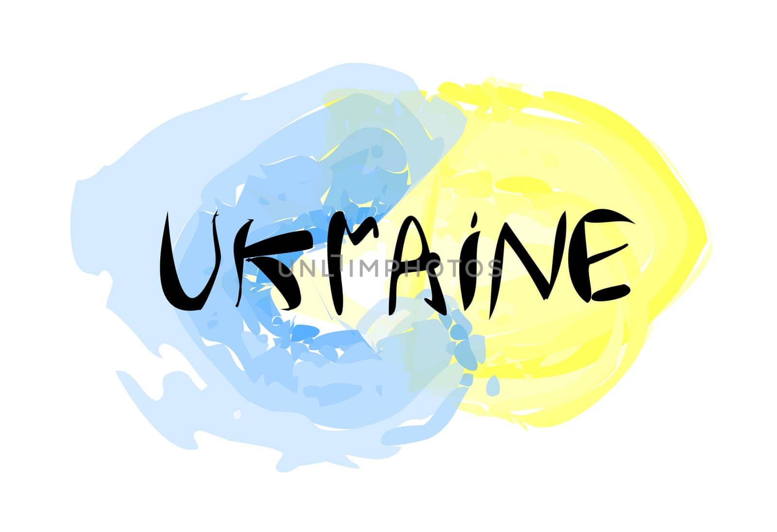 The inscription in the national colors of Ukraine. Vector illustration in support of Ukraine. yellow-blue background, t-shirt print. stop the war concept