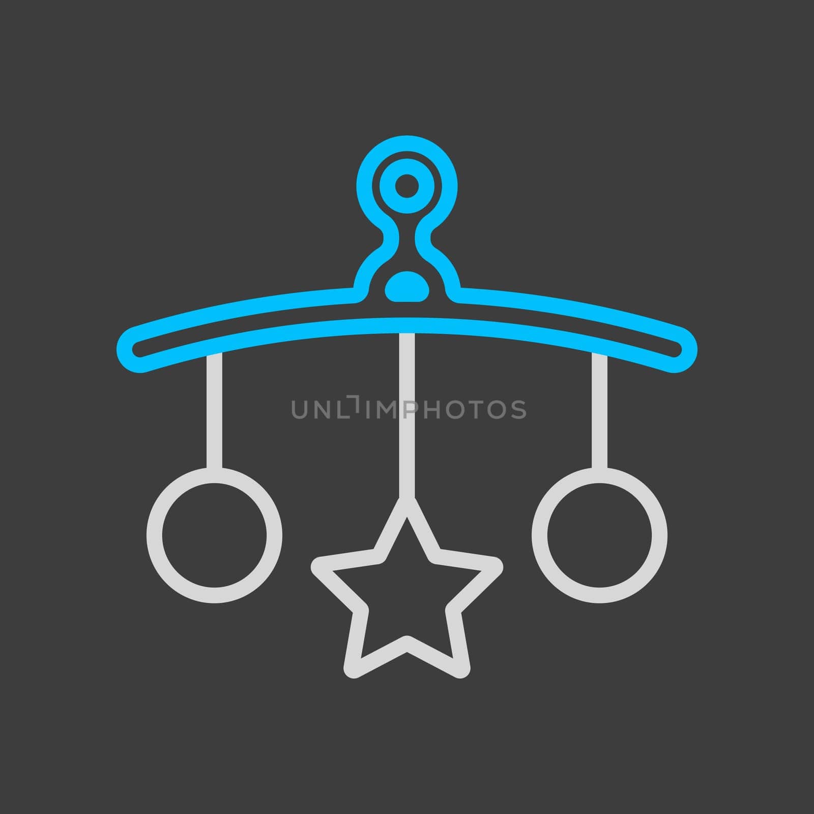 Baby crib hanging toy icon. Graph symbol for children and newborn babies web site and apps design, logo, app, UI