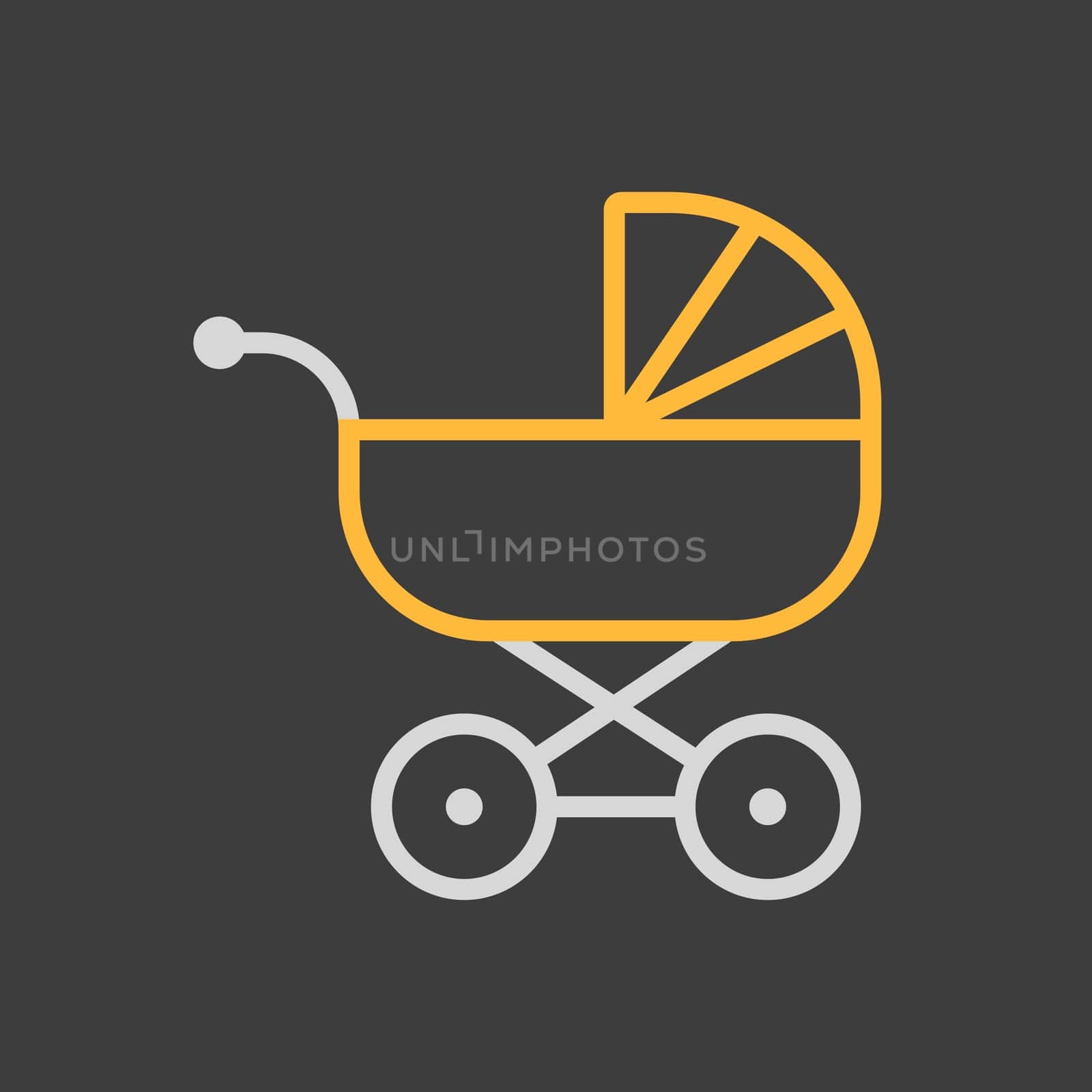 Stroller baby, carriage vector icon. Graph symbol for children and newborn babies web site and apps design, logo, app, UI