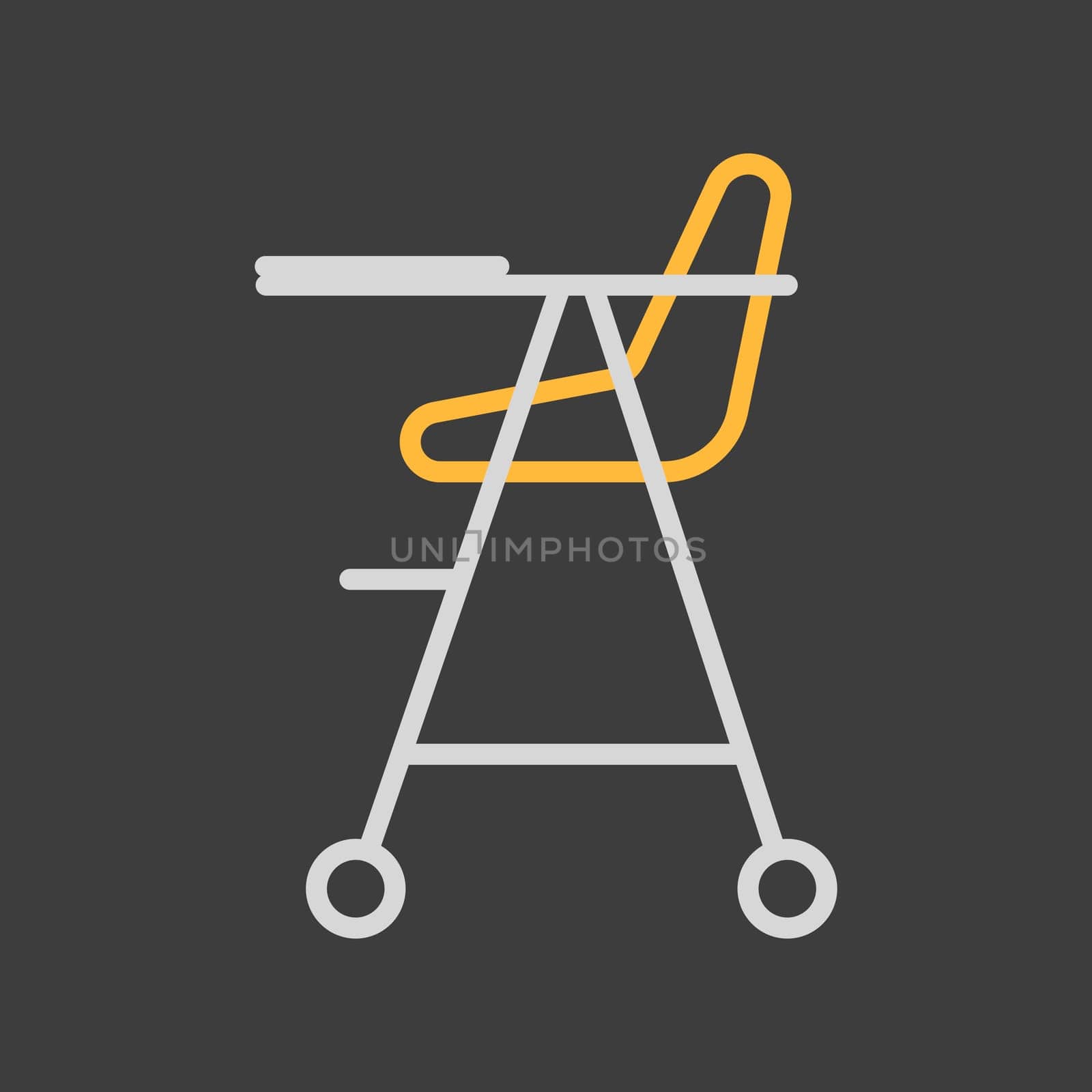 Baby chair vector isolated icon. Graph symbol for children and newborn babies web site and apps design, logo, app, UI