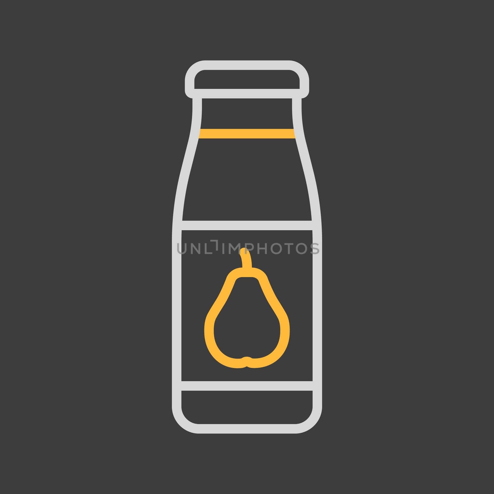 Bottle of pear juice vector isolated icon. Graph symbol for children and newborn babies web site and apps design, logo, app, UI