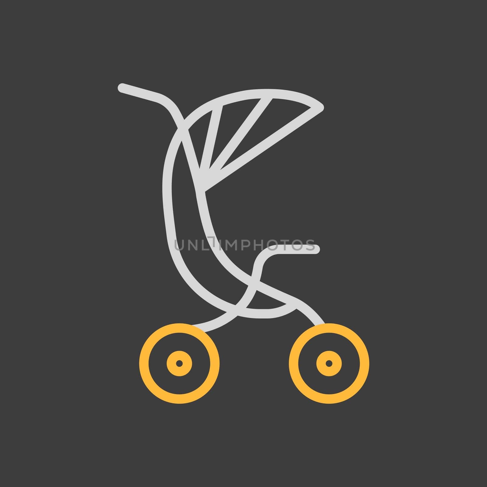 Stroller baby, carriage vector icon. Graph symbol for children and newborn babies web site and apps design, logo, app, UI