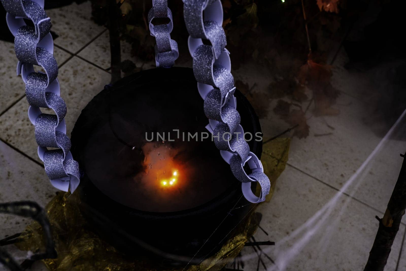 Witch cauldron with potions, witchcraft and spells