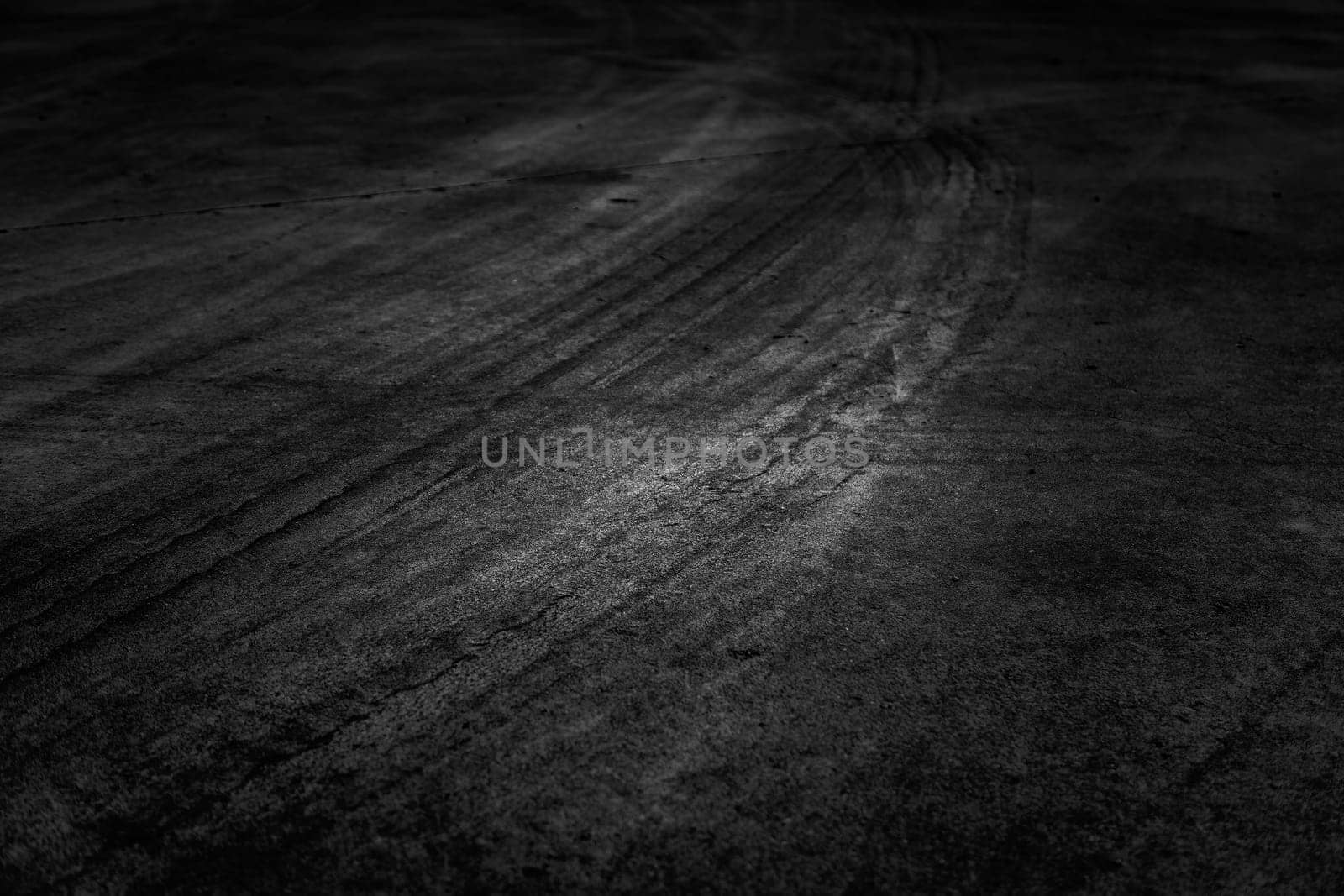 Wheel marks on urban street floor, symbol and traffic
