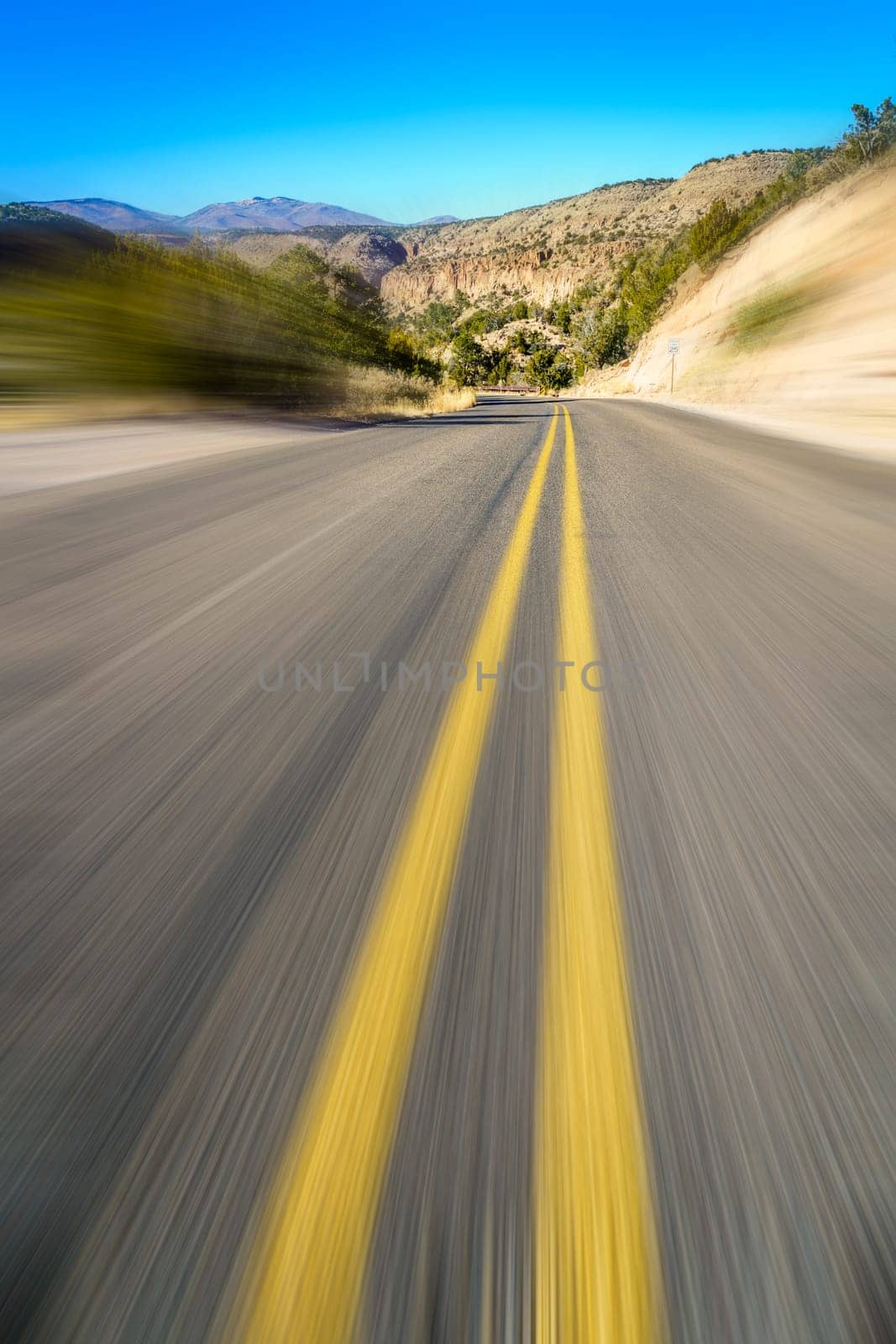 Road through the Frijoles Canyon in Bandelier National Monument, New Mexico