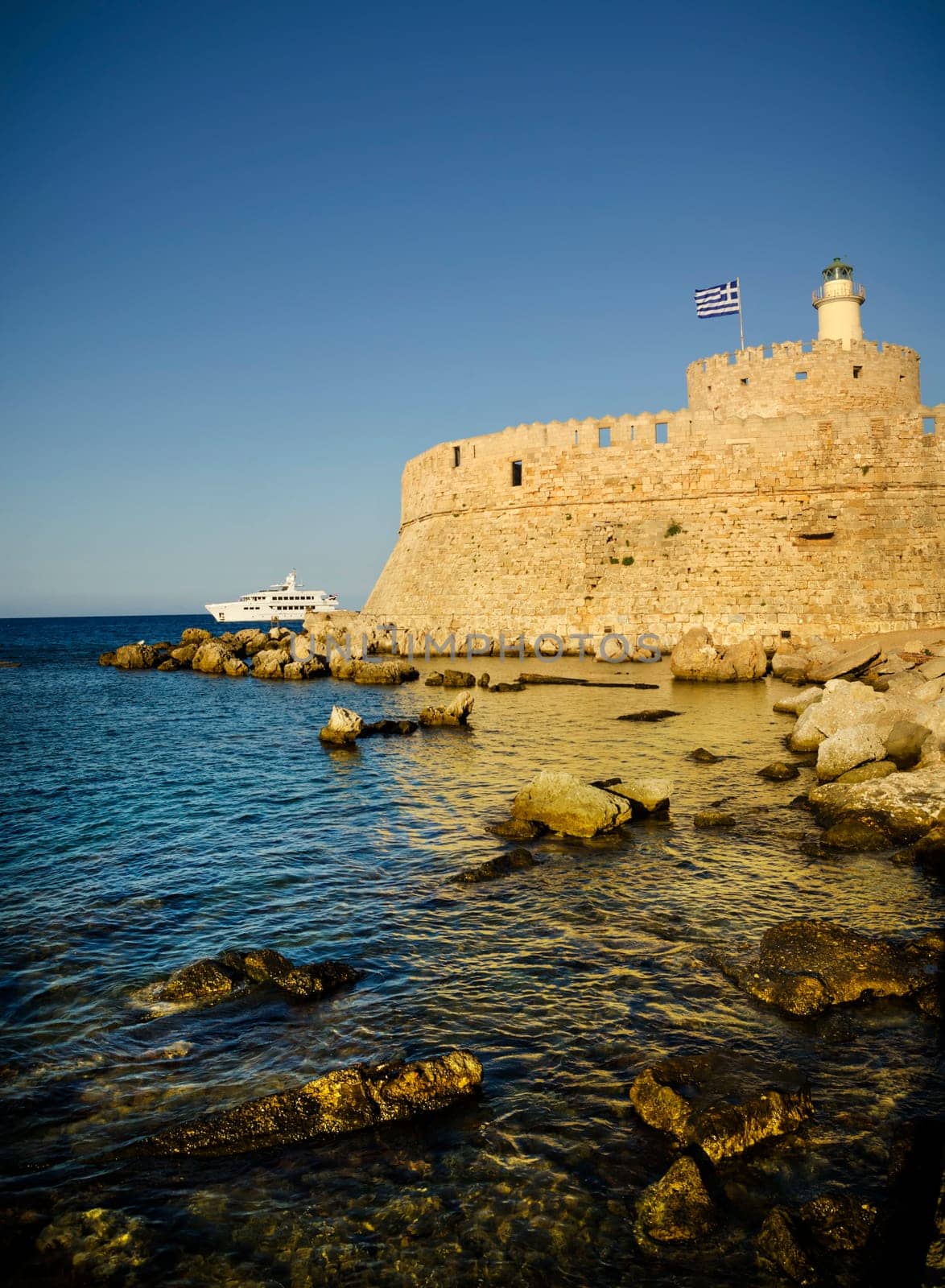 Fortress and sea in Rhodes, Greece