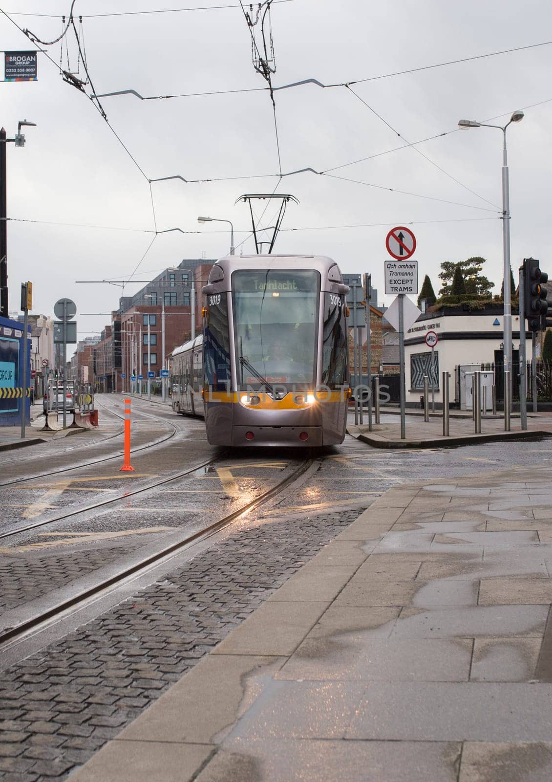 Dublin, Ireland - Feb 9th, 2020: Luas, tram light rail system. Dublin, Ireland