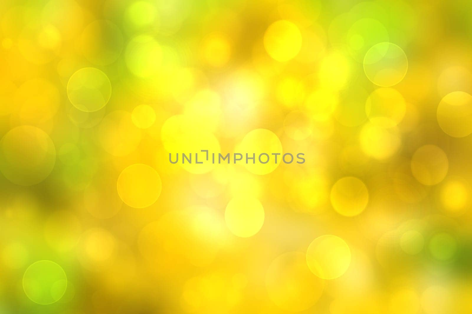 Hello spring background. Abstract bright spring or summer landscape texture with natural green yellow bokeh lights and sunshine. Beautiful backdrop with space.