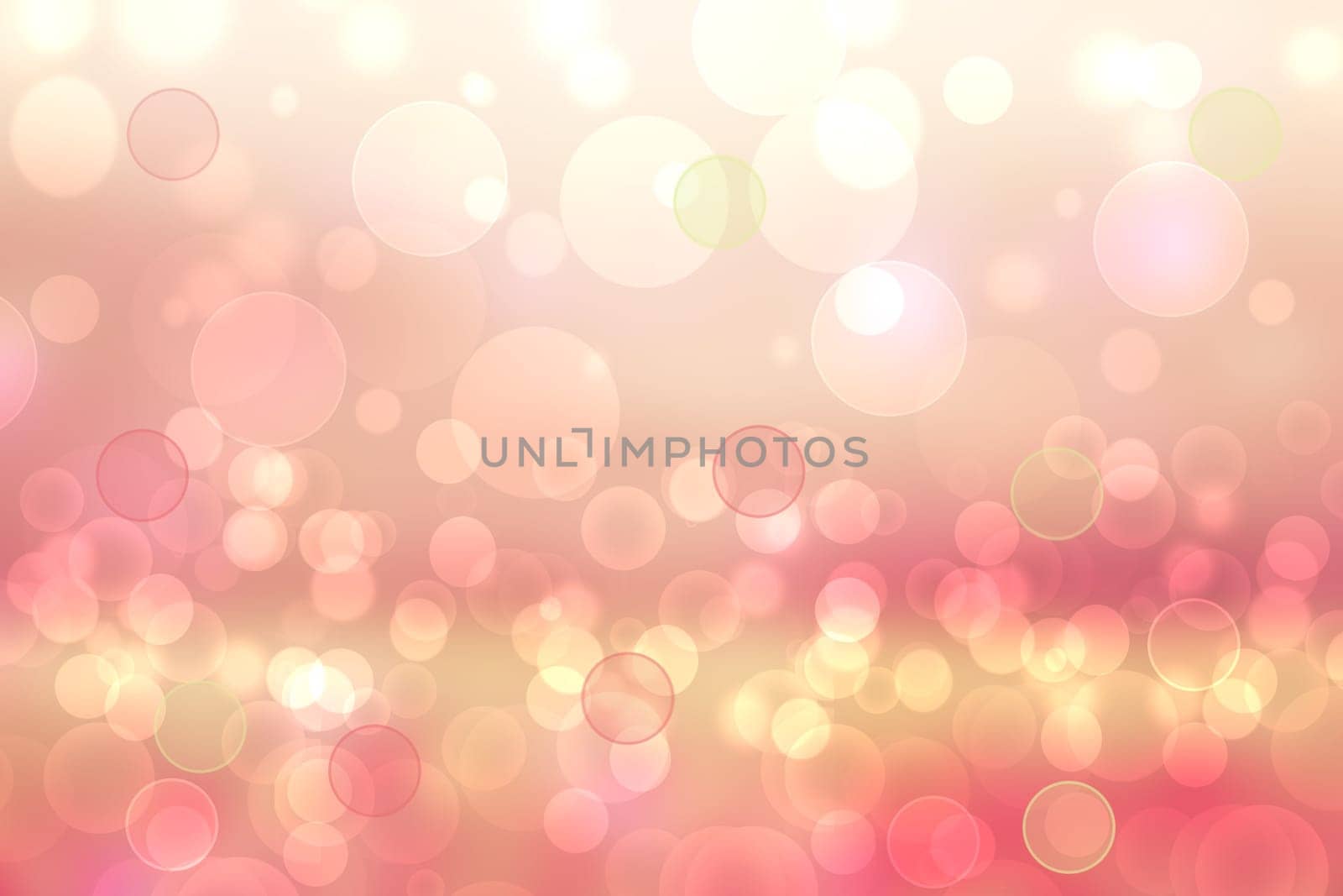 Abstract blurred fresh vivid spring summer light delicate pastel yellow pink orange bokeh background texture with bright circular soft color lights. Beautiful backdrop illustration.