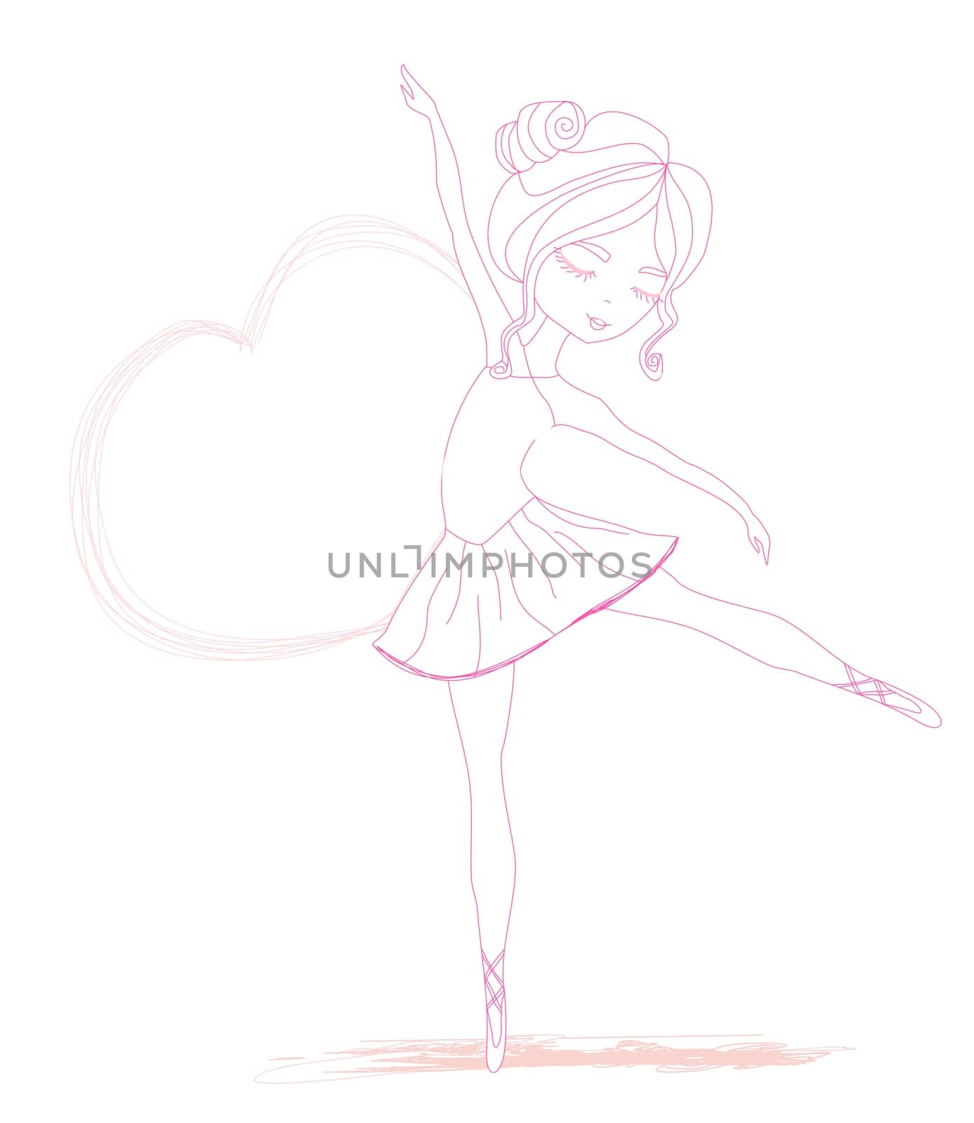 Beautiful ballerina, graphic doodle illustration