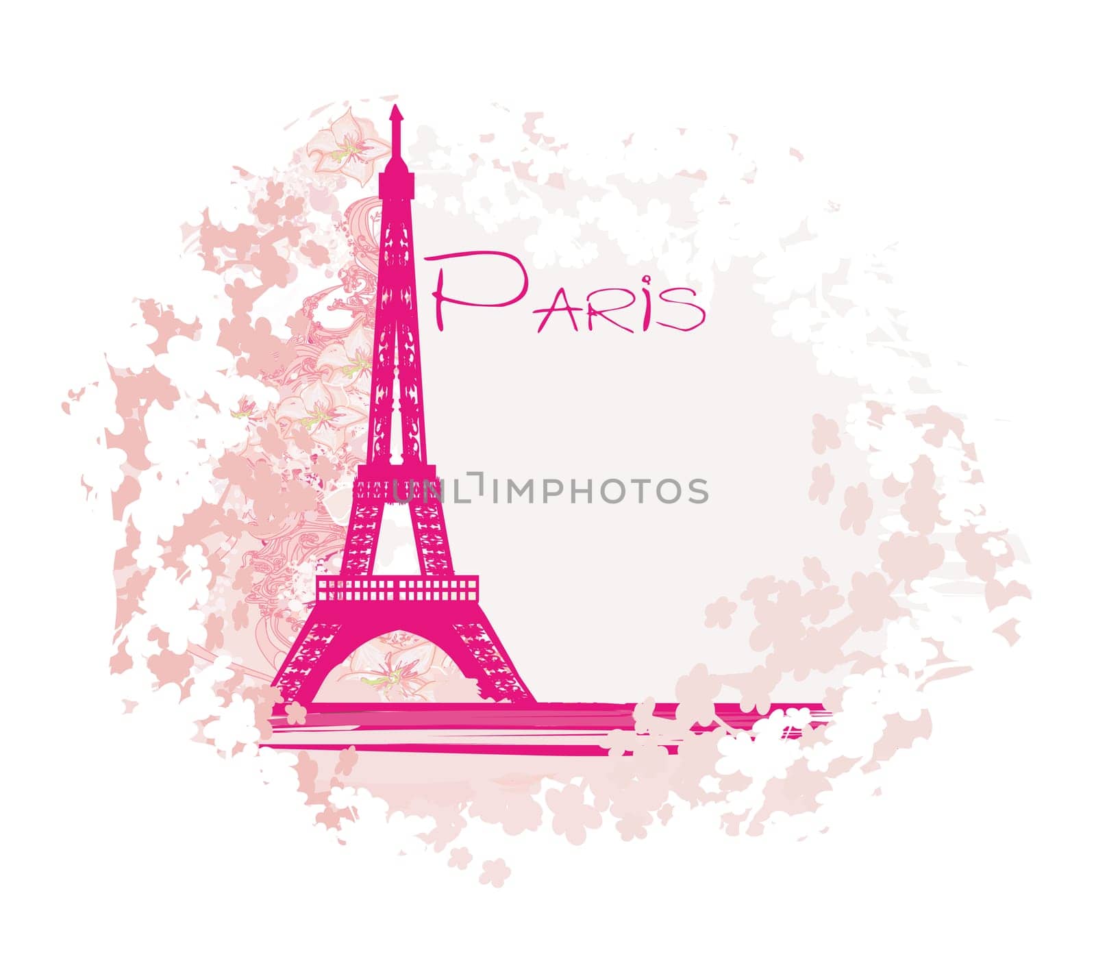 artistic floral banner - eiffel tower in paris