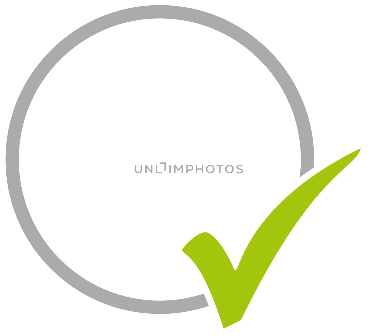 Empty grey circle with green check mark