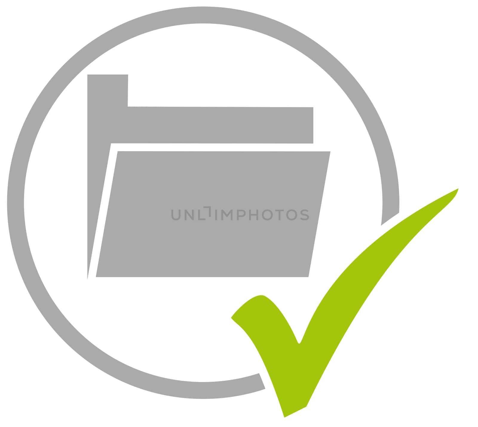 Grey circle icon with green tick showing Folder