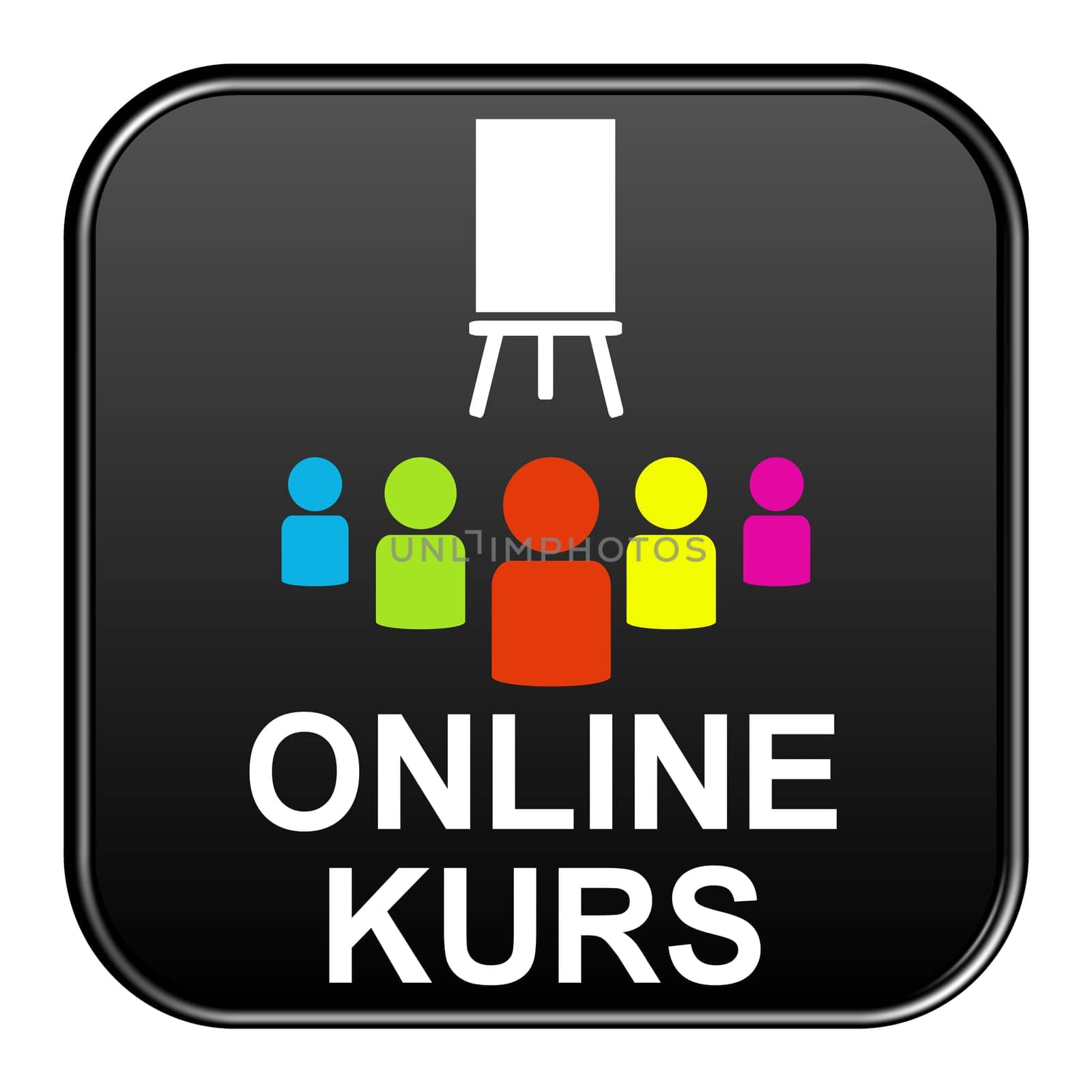 Black Button with Tick: Online Course in german language