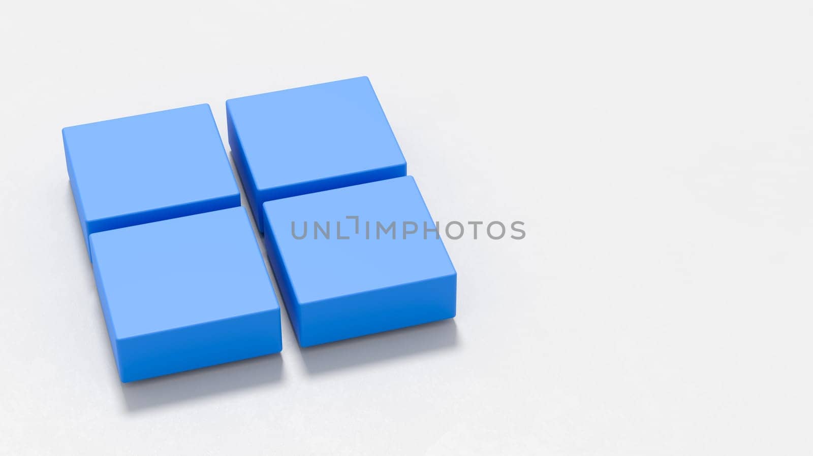 Windows Logo 3D Symbol Shape on Plastered Light Grey Background with Copy space 3D Illustration