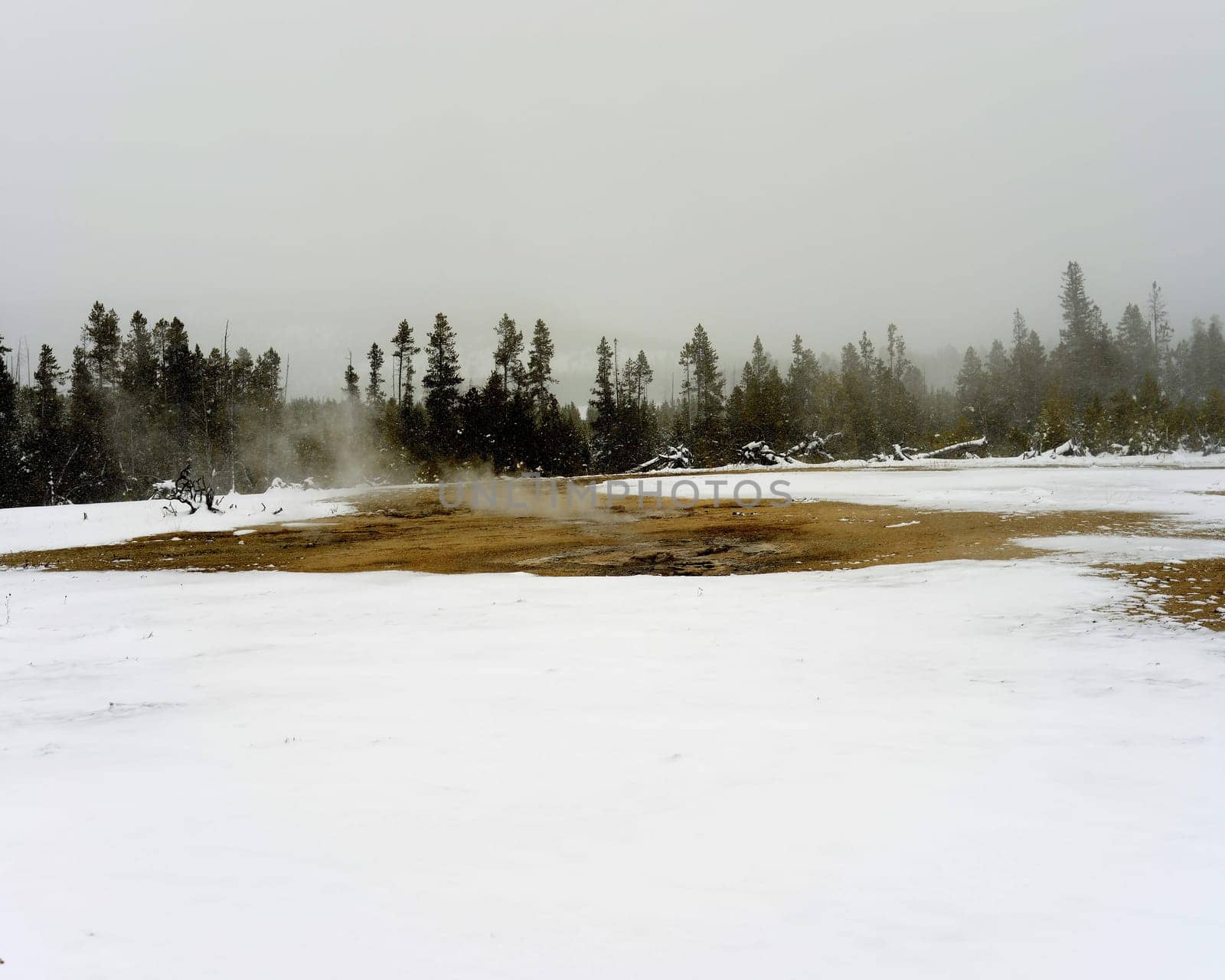 Geothermal pool in winter Yellowstone National Park