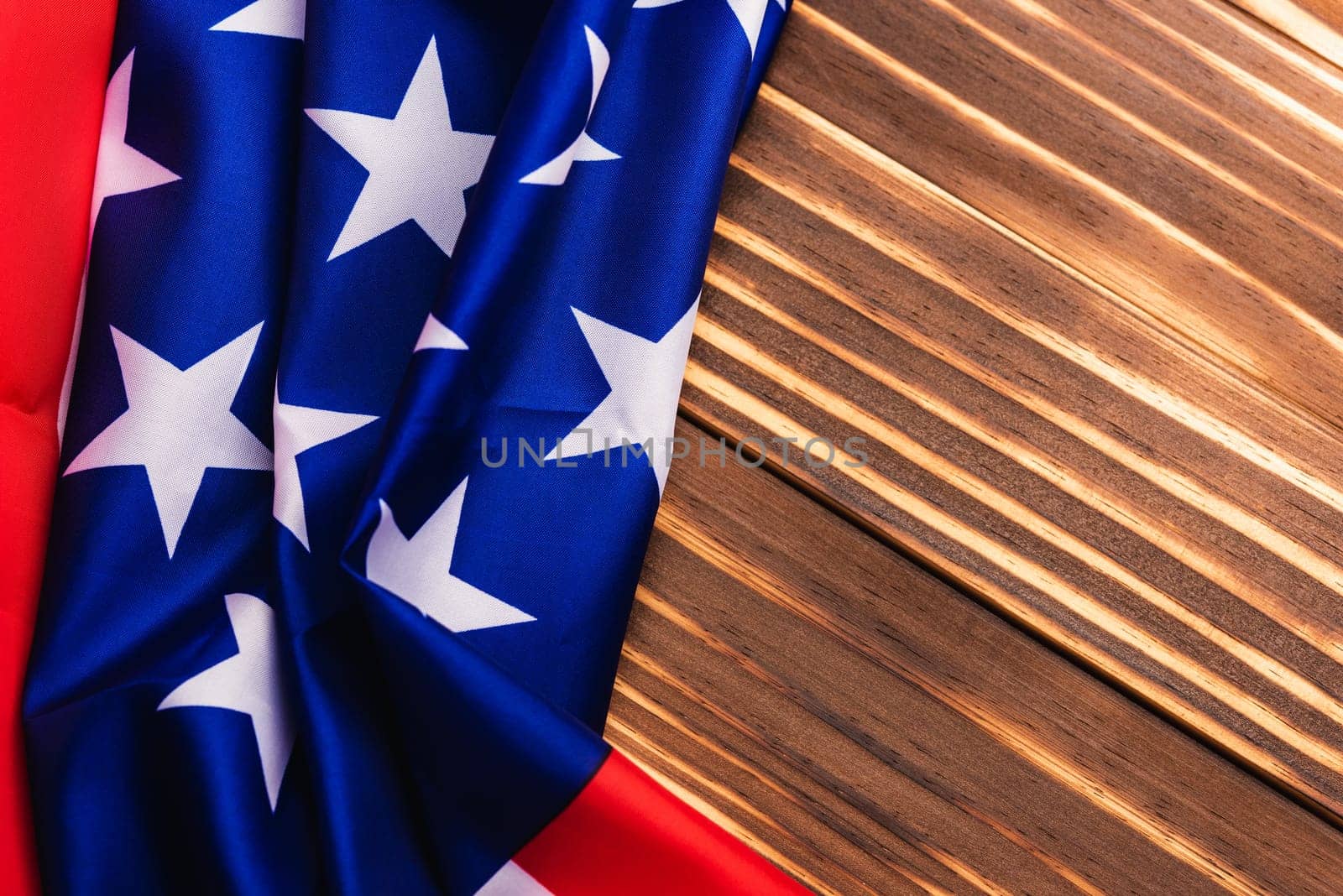 Happy Memorial Day Remember previously but now seldom called Decoration Day, American USA flag on wooden background and copy space, a federal holiday in the United States