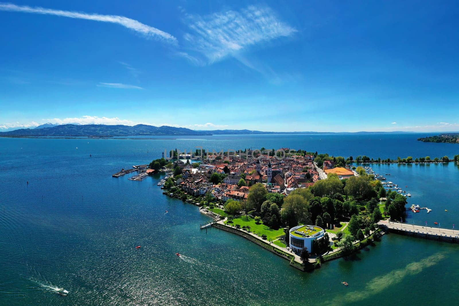 Aerial view of Lindau in good weather