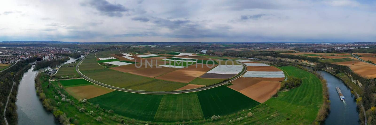 Aerial view of Heilbronn in cloudy weather