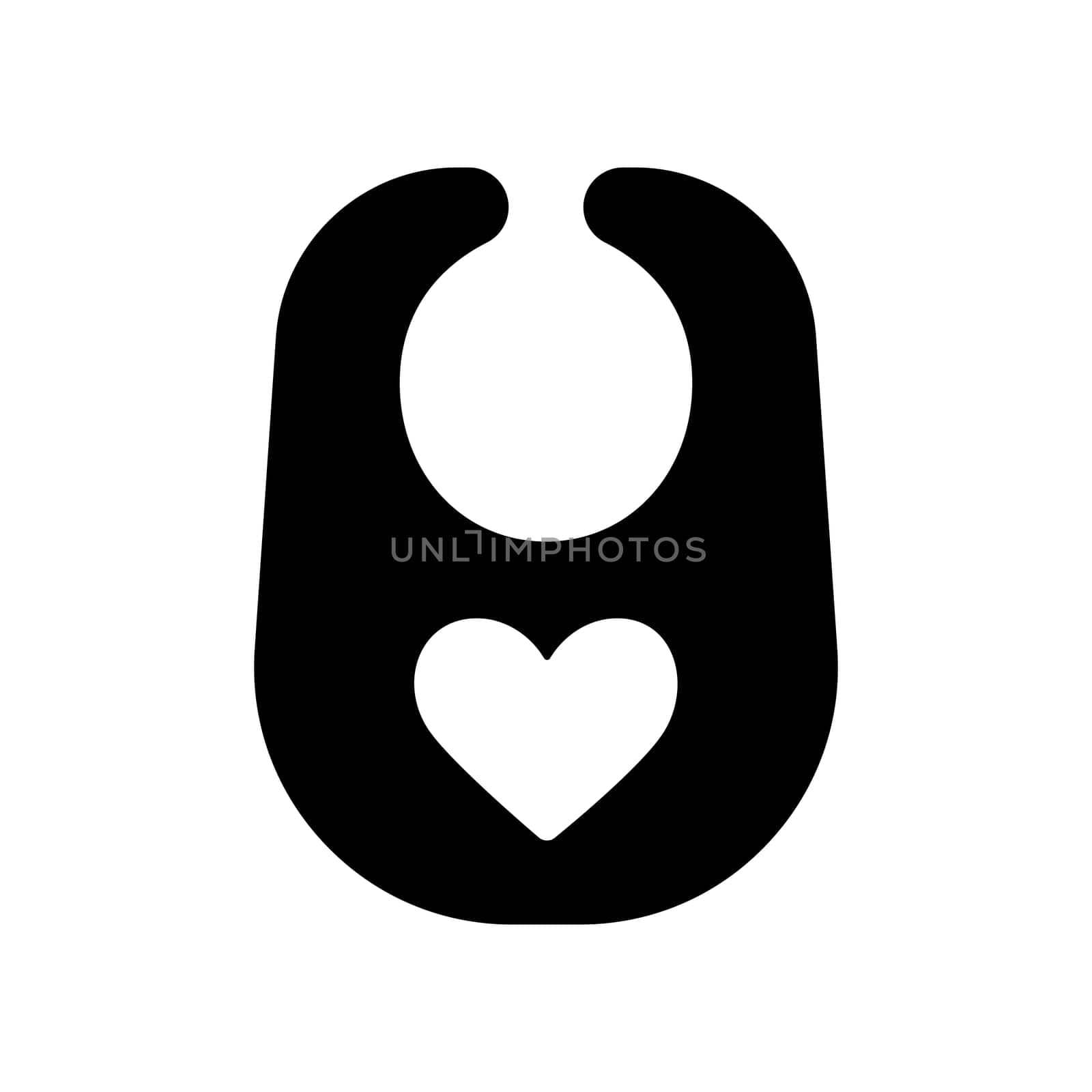 Baby bib vector flat glyph icon. Graph symbol for children and newborn babies web site and apps design, logo, app, UI