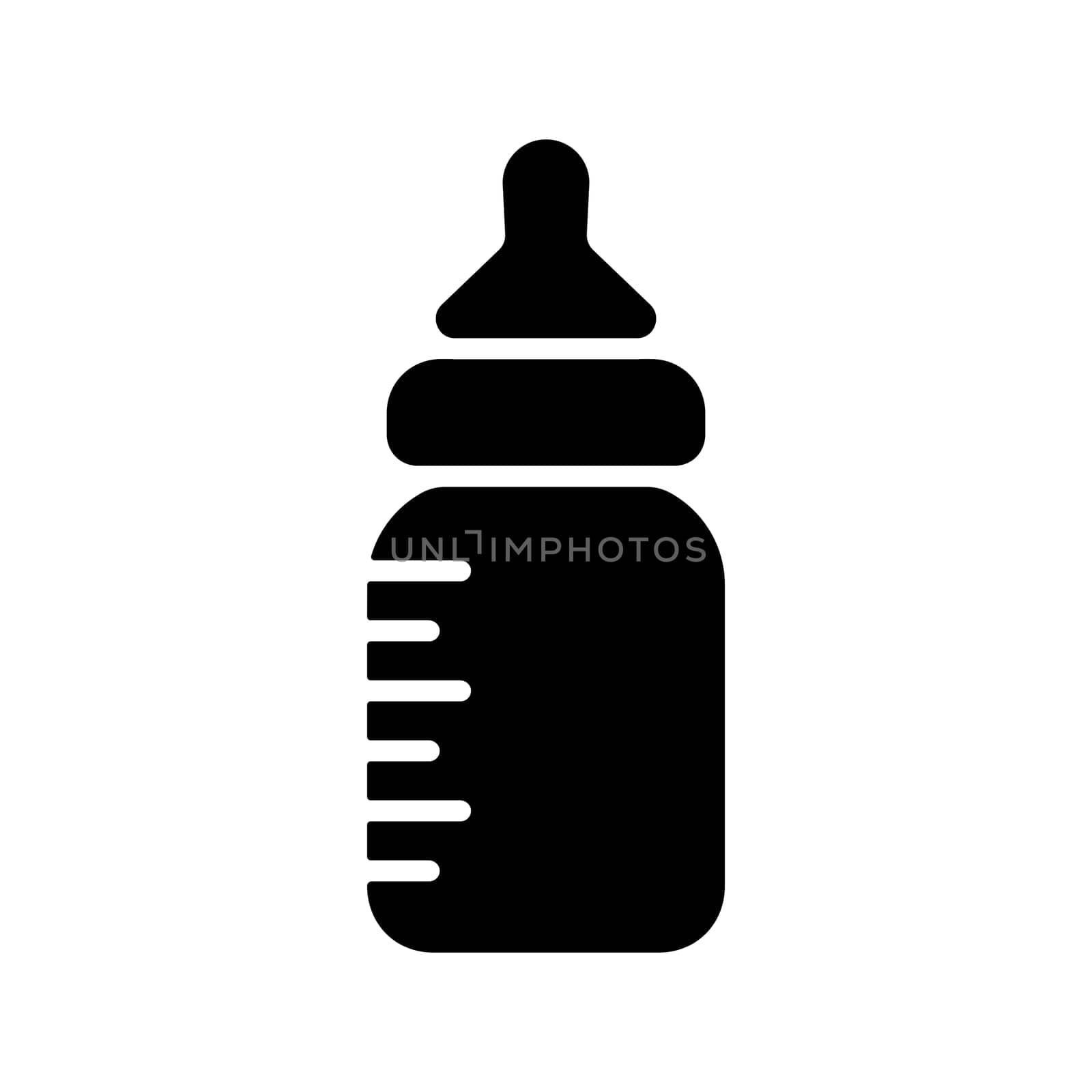 Baby feeding bottle vector glyph icon. Graph symbol for children and newborn babies web site and apps design, logo, app, UI