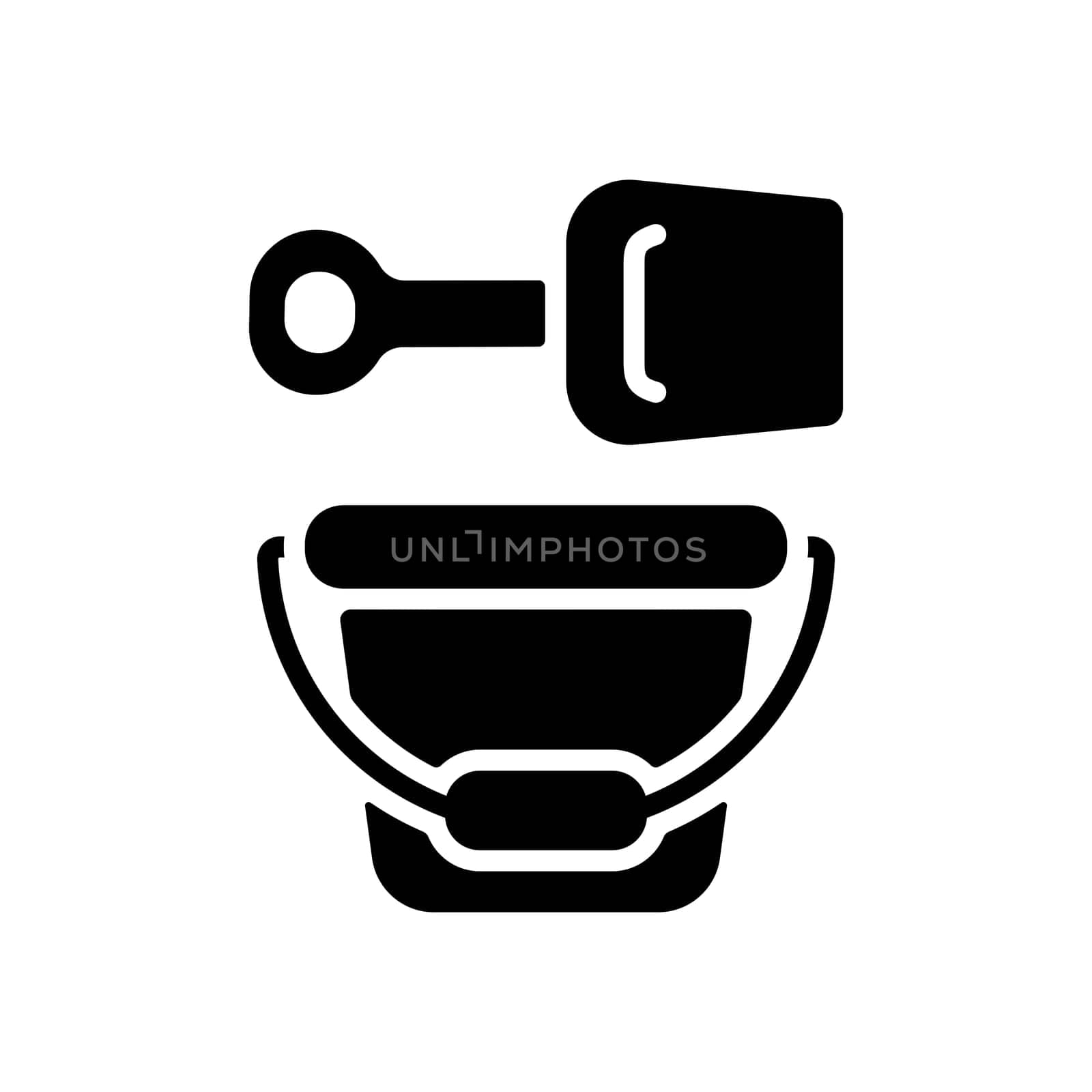 Child pail and shovel vector glyph icon. Graph symbol for children and newborn babies web site and apps design, logo, app, UI