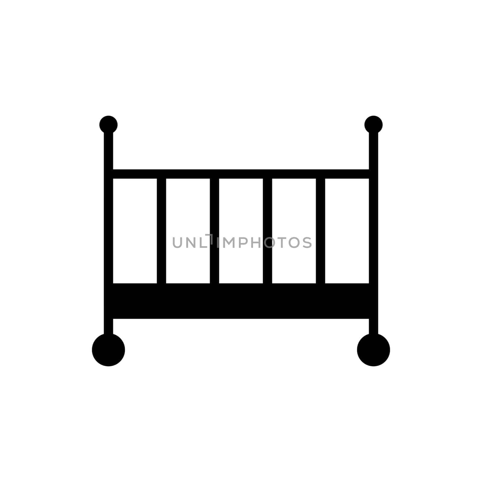 Classic wooden baby crib vector glyph icon. Graph symbol for children and newborn babies web site and apps design, logo, app, UI