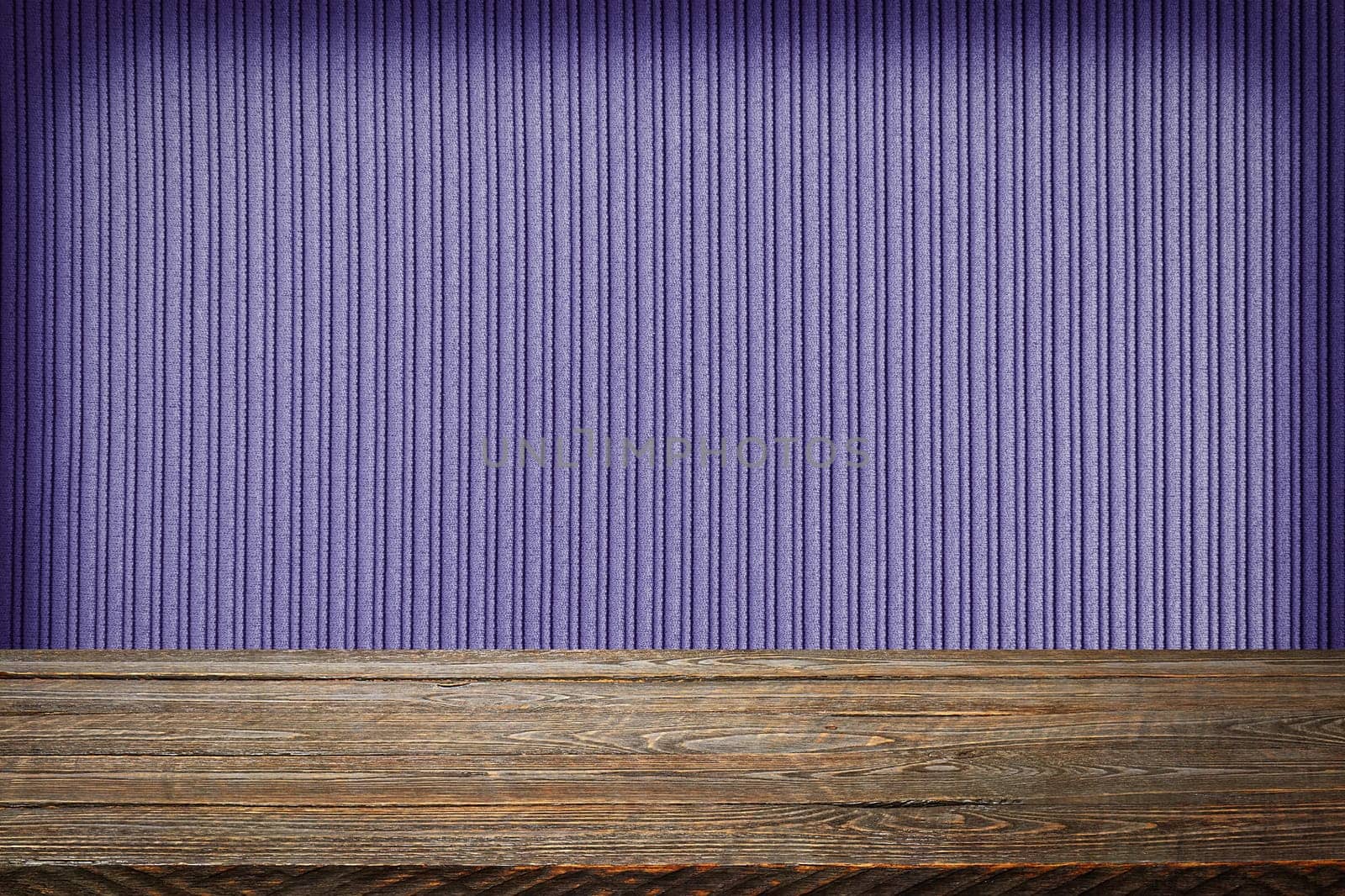 The background is blank wooden boards and a textured striped wall with gradient lighting and vignetting. For product demonstrations, free space, layout, mockup, perspective board, background board.