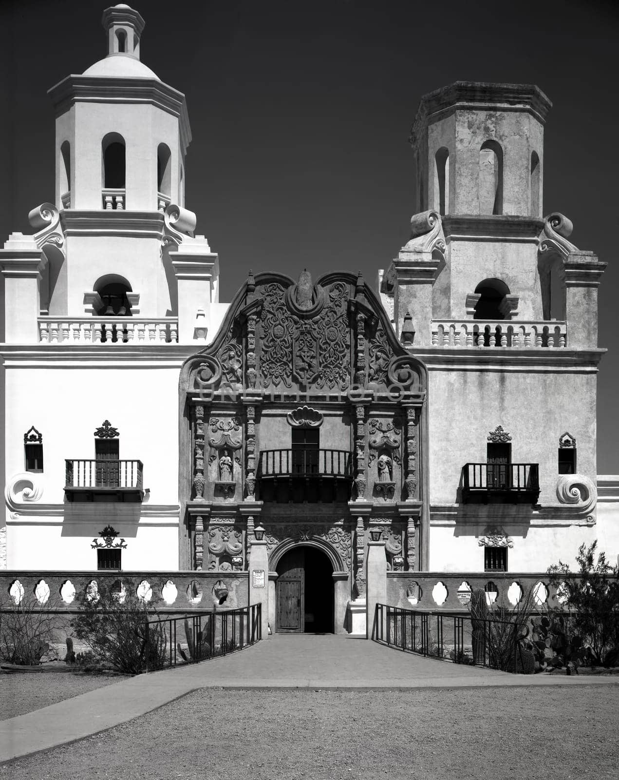 Spanish mission San Xavier del Bac started in 1692 by Spanish missionaries in the Americas