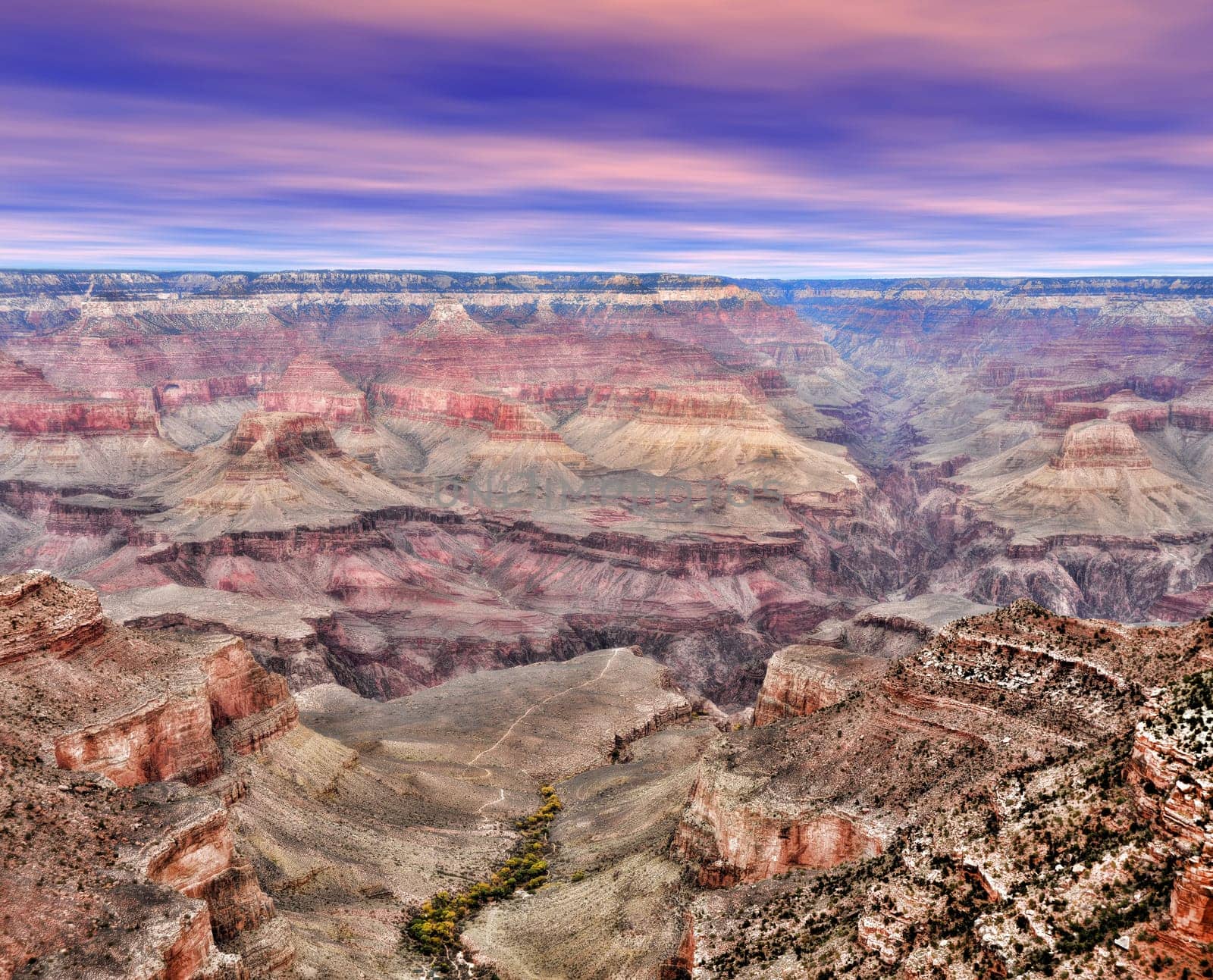 Late afternoon in the Grand Canyon Arizona with brilliant sky