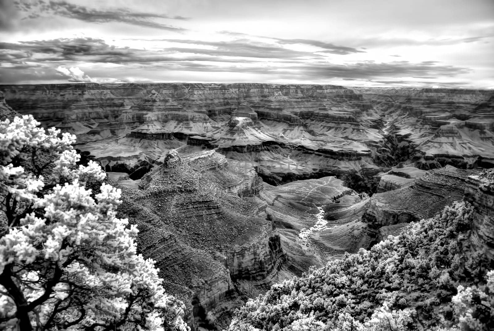 Infrared Black and white late afternoon in the Grand Canyon Arizona