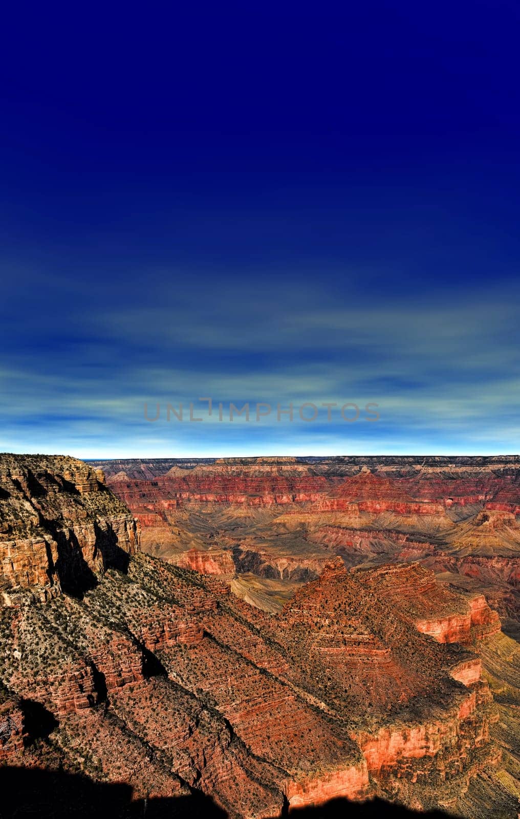 Late afternoon in the Grand Canyon Arizona USA with blue skies