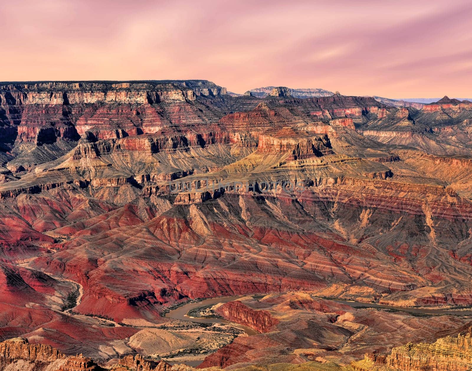 Late afternoon in the Grand Canyon Arizona and blue skies