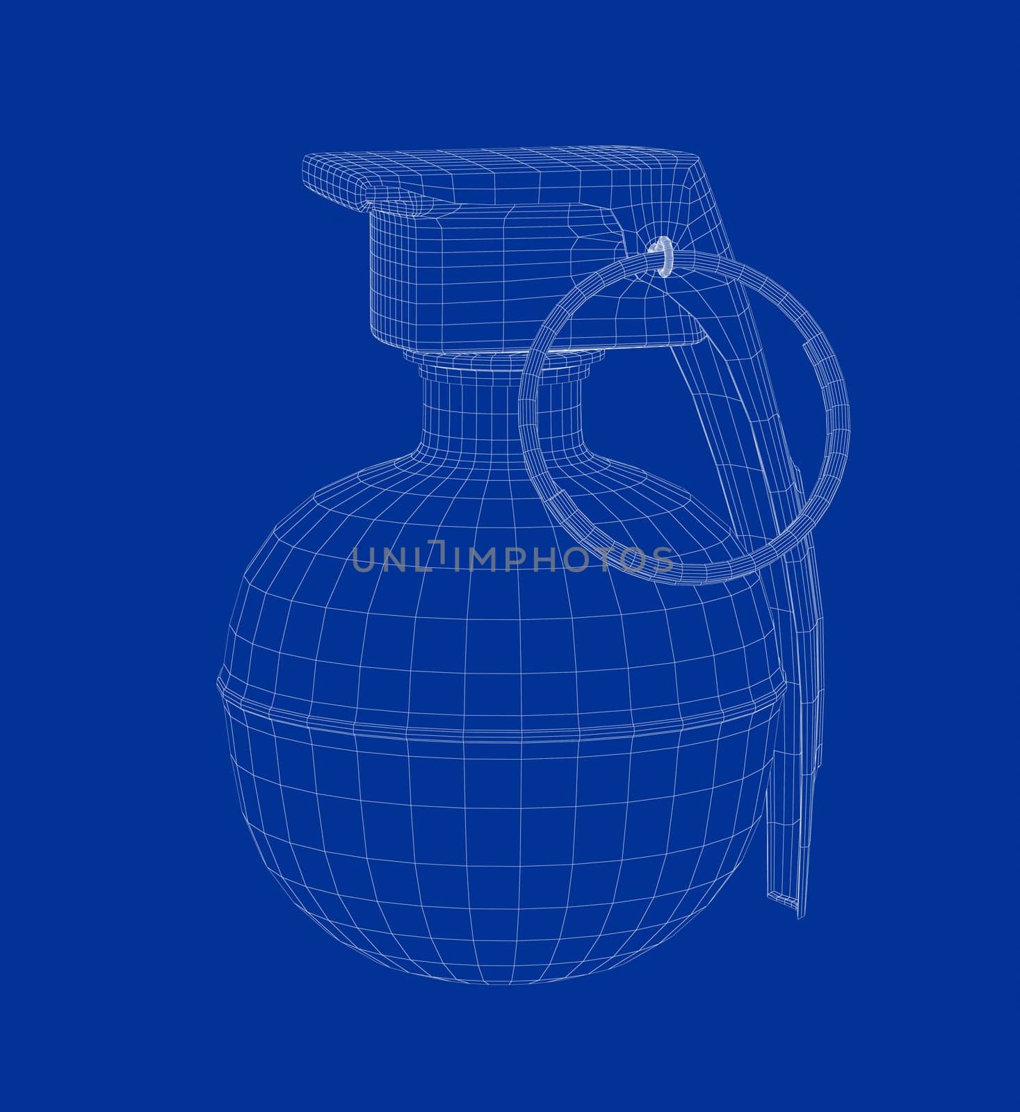 3D wire-frame model of hand grenade