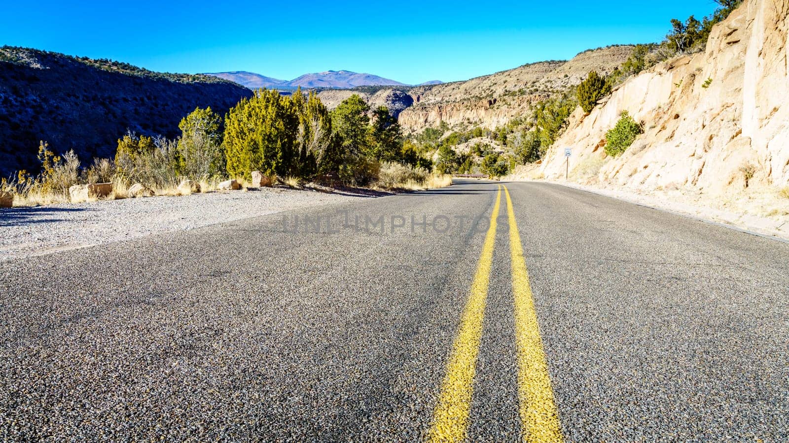 Road through the Frijoles Canyon in Bandelier National Monument, New Mexico