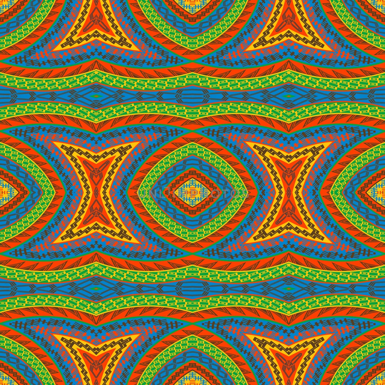 Colorful geometric decorative ethnic motifs seamless pattern