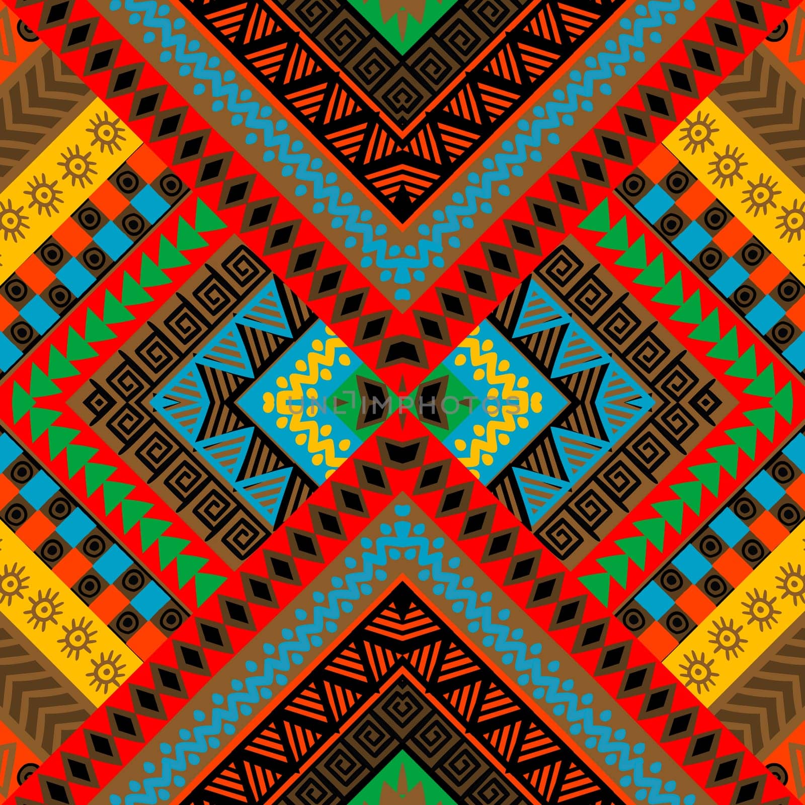 Geometric decorative ancient hand drawn ethnic motifs seamless pattern