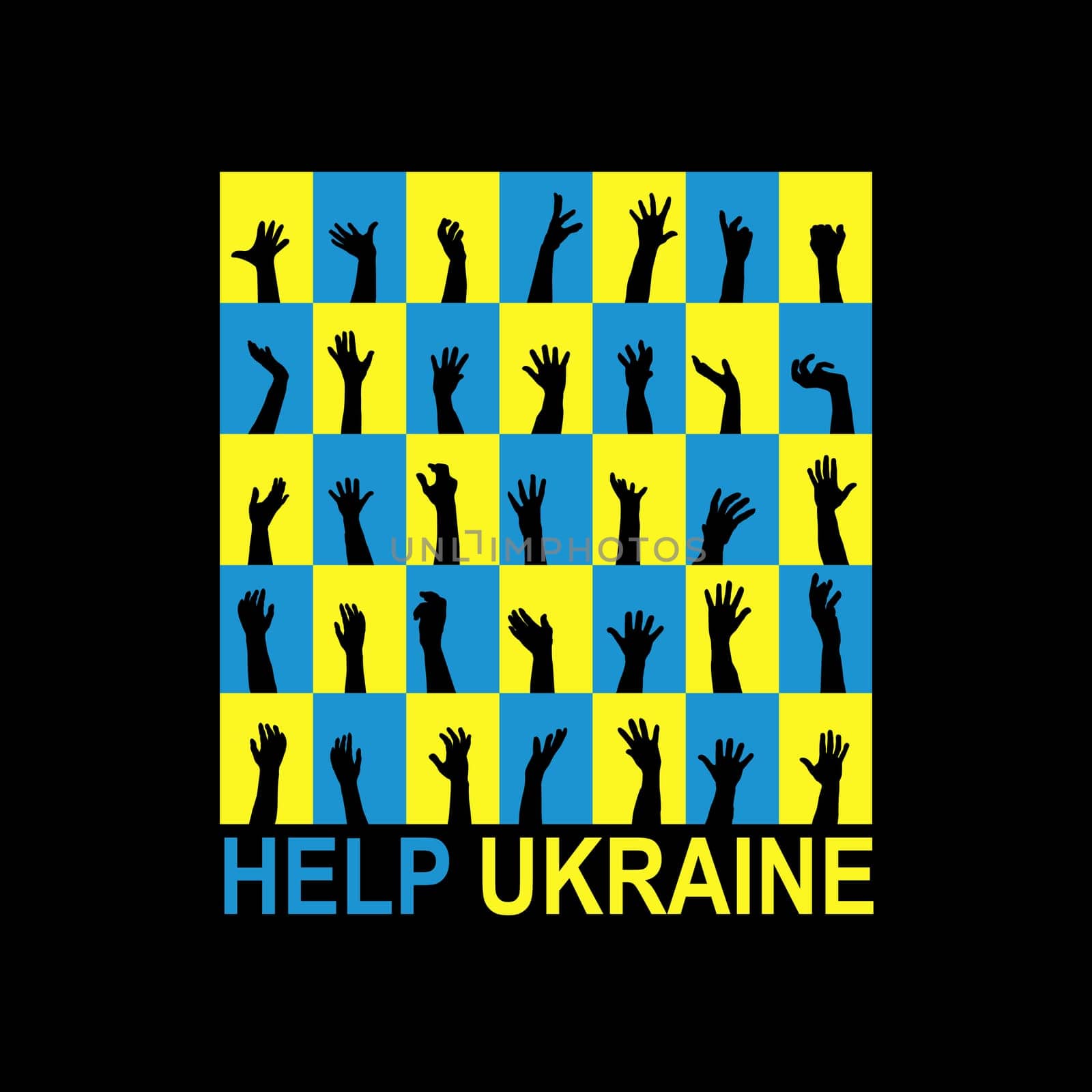 Help Ukraine concept with human hands